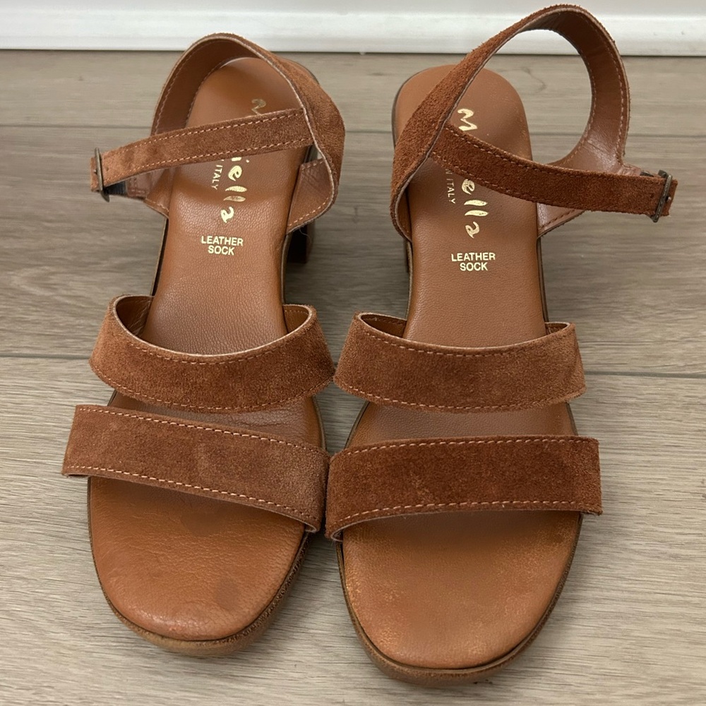 Marbella Open-Toed Leather Heels, 7.5